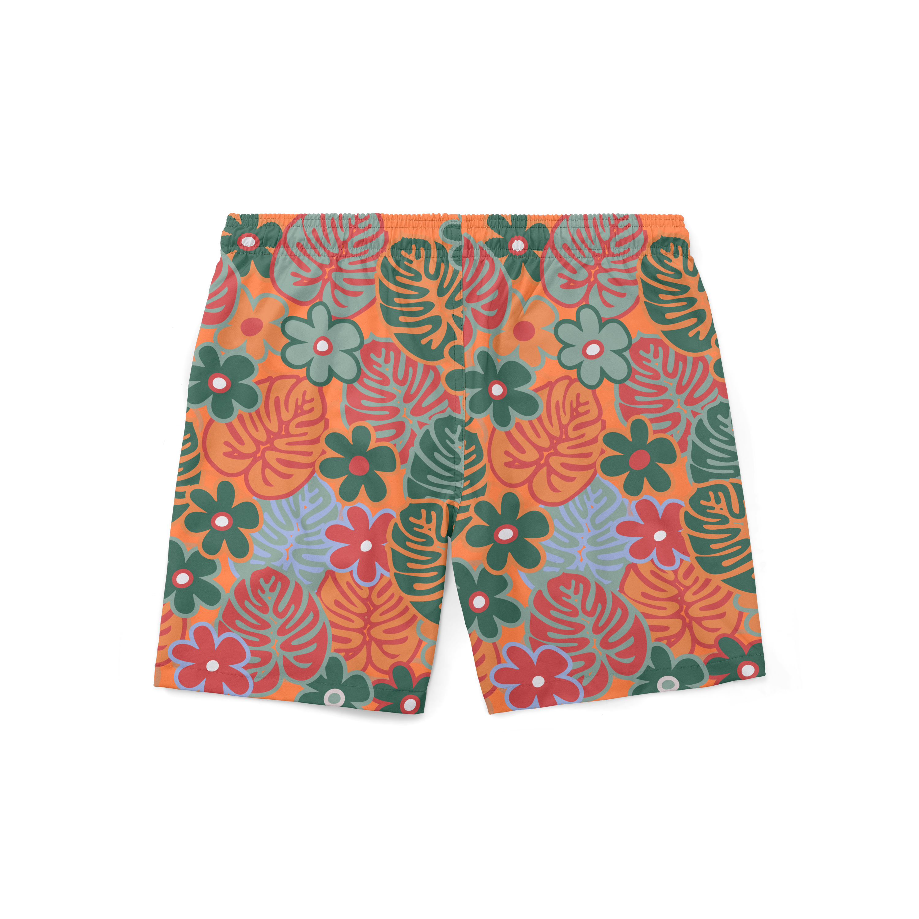 Swim Trunks - Retro Tiger Orange Floral